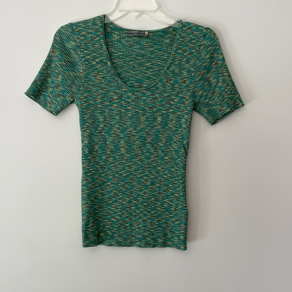 Anthropologie Heather Space Dyed Green/Yellow Sweater